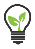 Icon of a lightbulb and leaf for the Pet Planet Education Center
